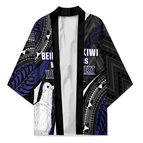 Personalised New Zealand Kiwi Kimono Silver Fern Tribal Pattern
