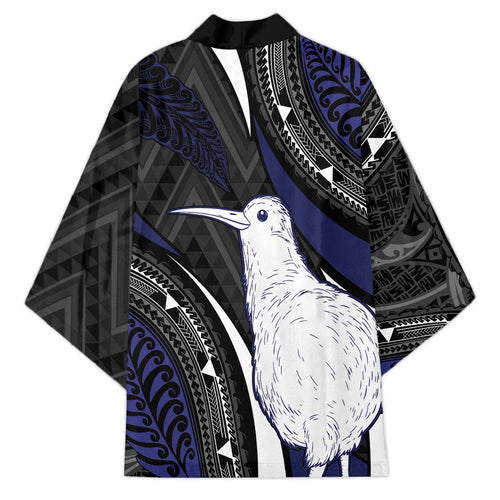 Personalised New Zealand Kiwi Kimono Silver Fern Tribal Pattern