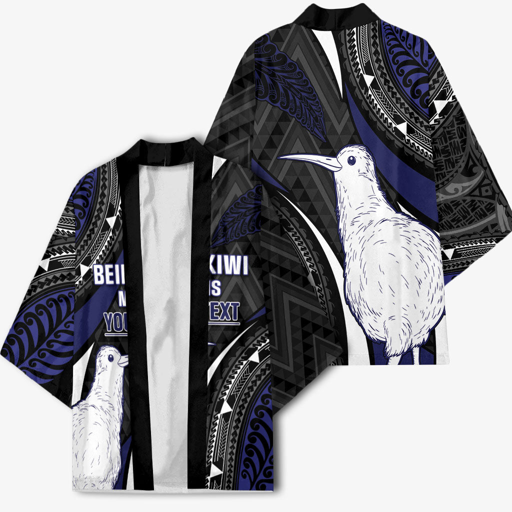 Personalised New Zealand Kiwi Kimono Silver Fern Tribal Pattern