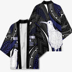 Personalised New Zealand Kiwi Kimono Silver Fern Tribal Pattern