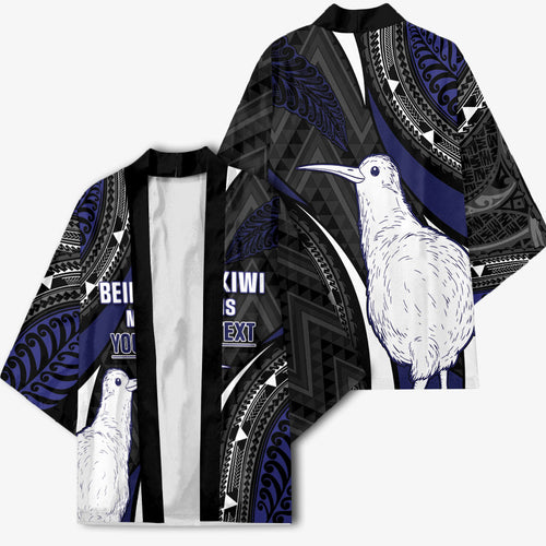 Personalised New Zealand Kiwi Kimono Silver Fern Tribal Pattern