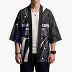 Personalised New Zealand Kiwi Kimono Silver Fern Tribal Pattern