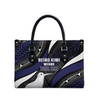 Personalised New Zealand Kiwi Leather Bag Silver Fern Tribal Pattern