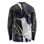 Personalised New Zealand Kiwi Long Sleeve Shirt Silver Fern Tribal Pattern