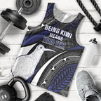 Personalised New Zealand Kiwi Men Tank Top Silver Fern Tribal Pattern