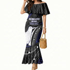 Personalised New Zealand Kiwi Mermaid Dress Silver Fern Tribal Pattern
