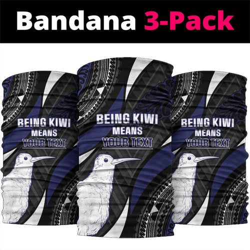 Personalised New Zealand Kiwi Neck Gaiter Silver Fern Tribal Pattern