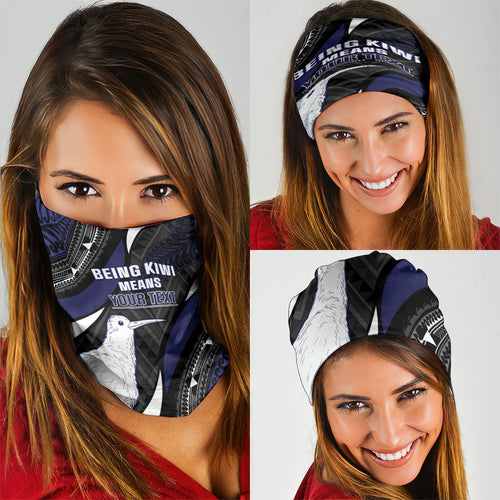 Personalised New Zealand Kiwi Neck Gaiter Silver Fern Tribal Pattern