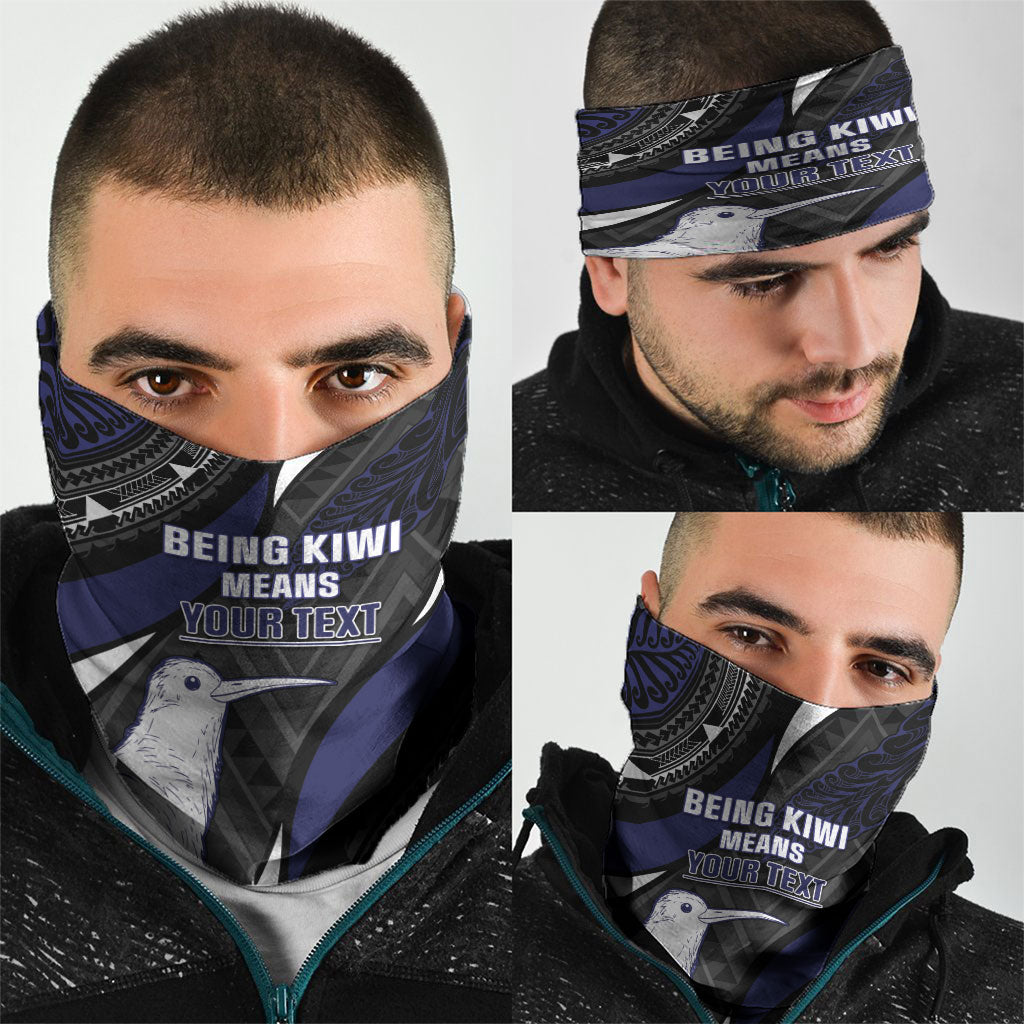 Personalised New Zealand Kiwi Neck Gaiter Silver Fern Tribal Pattern