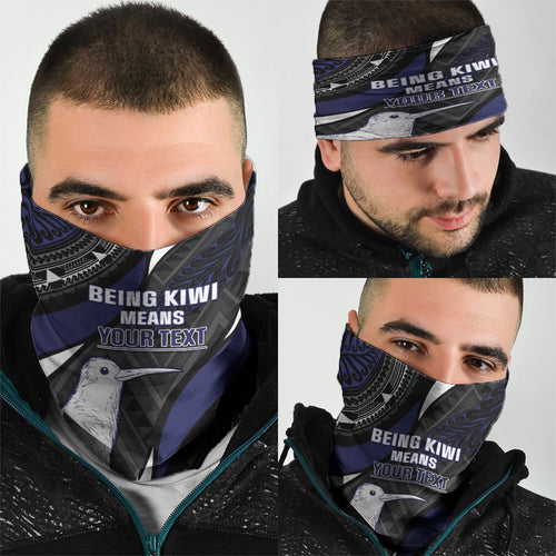 Personalised New Zealand Kiwi Neck Gaiter Silver Fern Tribal Pattern
