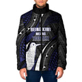 Personalised New Zealand Kiwi Padded Jacket Silver Fern Tribal Pattern