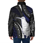 Personalised New Zealand Kiwi Padded Jacket Silver Fern Tribal Pattern