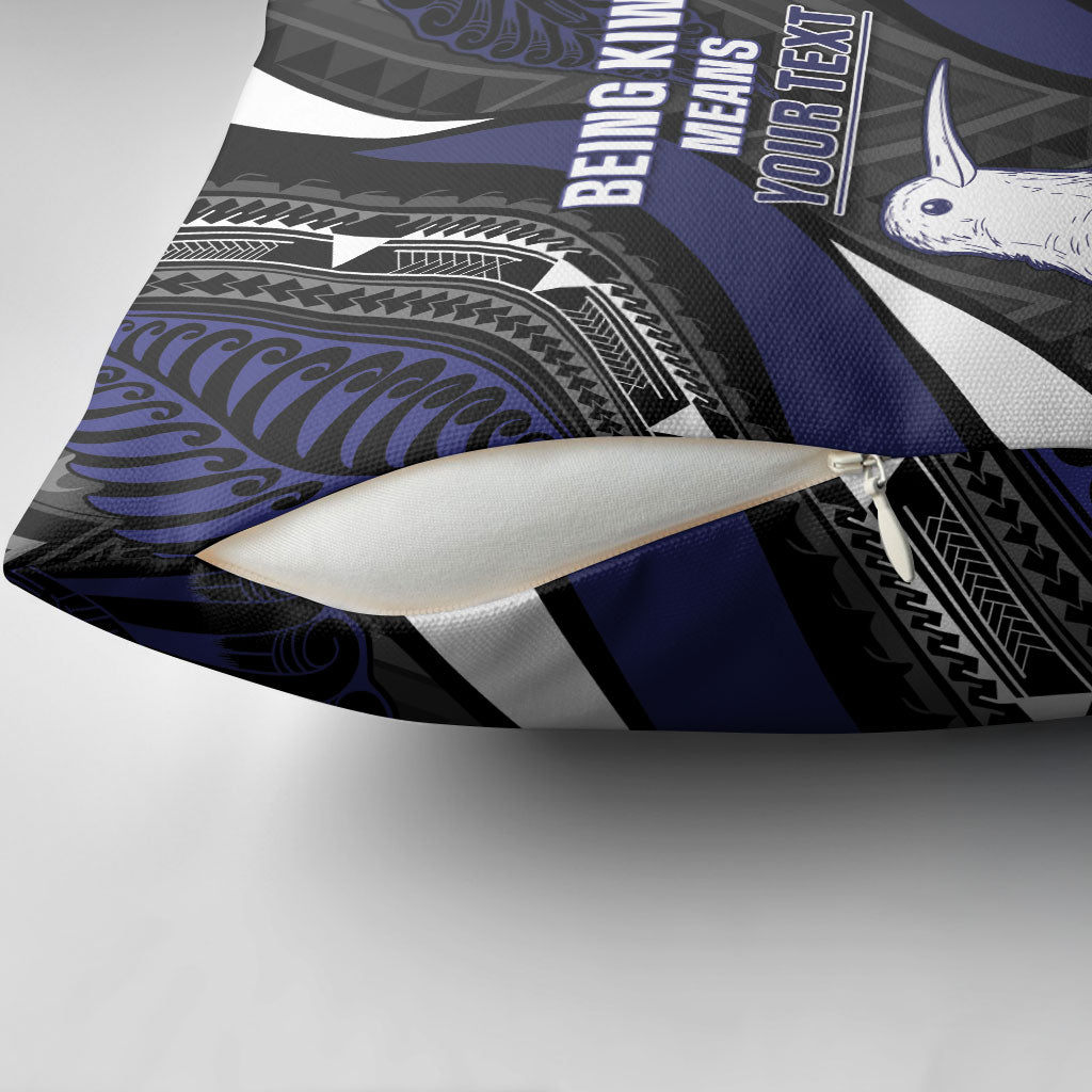 Personalised New Zealand Kiwi Pillow Cover Silver Fern Tribal Pattern