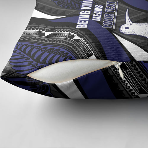 Personalised New Zealand Kiwi Pillow Cover Silver Fern Tribal Pattern