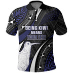 Personalised New Zealand Kiwi Polo Shirt Silver Fern Tribal Pattern