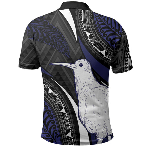 Personalised New Zealand Kiwi Polo Shirt Silver Fern Tribal Pattern