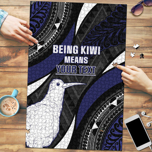 Personalised New Zealand Kiwi Puzzle Silver Fern Tribal Pattern
