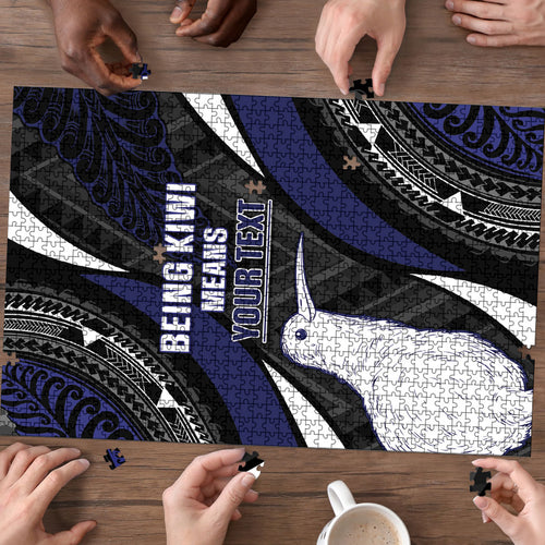 Personalised New Zealand Kiwi Puzzle Silver Fern Tribal Pattern
