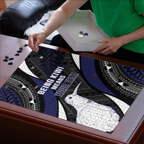 Personalised New Zealand Kiwi Puzzle Silver Fern Tribal Pattern