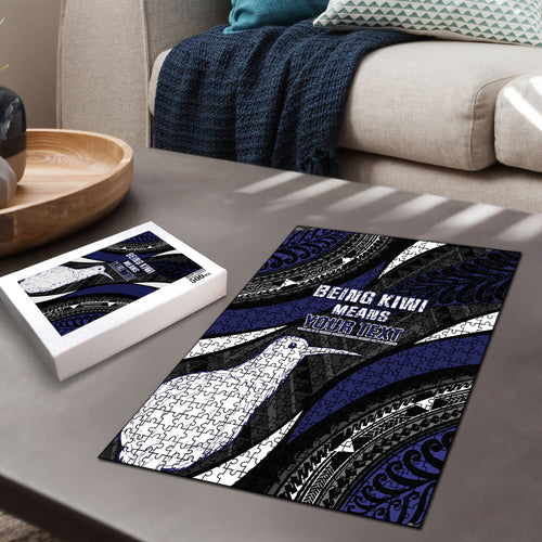 Personalised New Zealand Kiwi Puzzle Silver Fern Tribal Pattern
