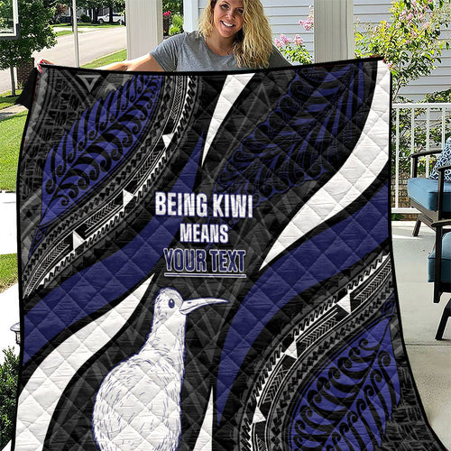Personalised New Zealand Kiwi Quilt Silver Fern Tribal Pattern