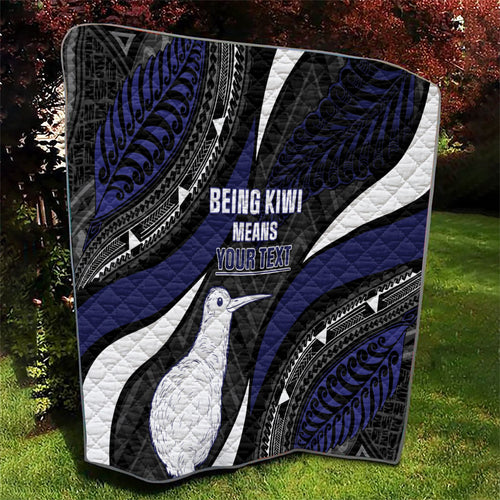 Personalised New Zealand Kiwi Quilt Silver Fern Tribal Pattern