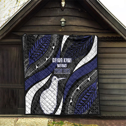 Personalised New Zealand Kiwi Quilt Silver Fern Tribal Pattern