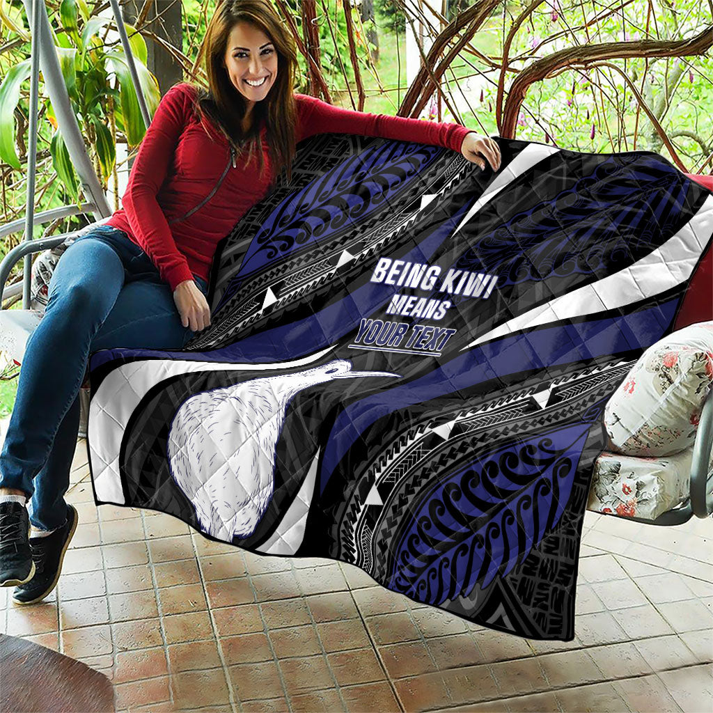 Personalised New Zealand Kiwi Quilt Silver Fern Tribal Pattern