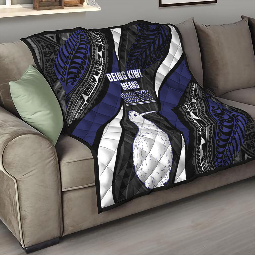 Personalised New Zealand Kiwi Quilt Silver Fern Tribal Pattern
