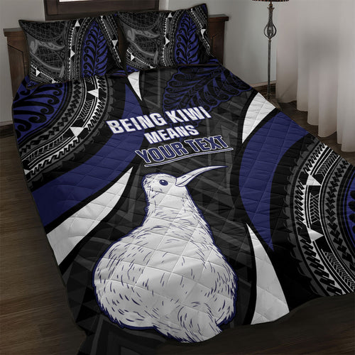 Personalised New Zealand Kiwi Quilt Bed Set Silver Fern Tribal Pattern
