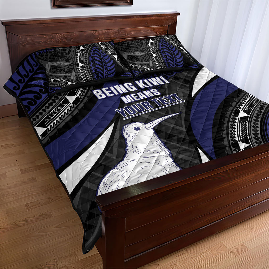 Personalised New Zealand Kiwi Quilt Bed Set Silver Fern Tribal Pattern