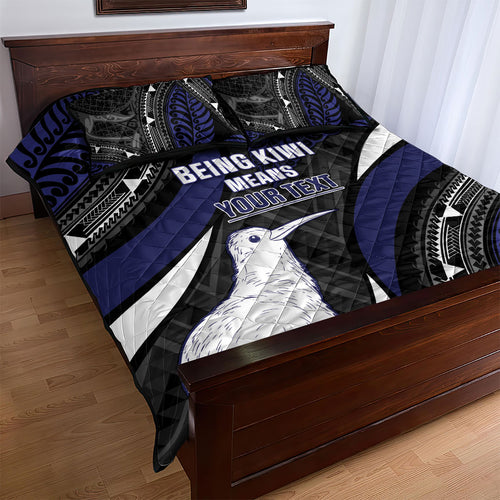 Personalised New Zealand Kiwi Quilt Bed Set Silver Fern Tribal Pattern