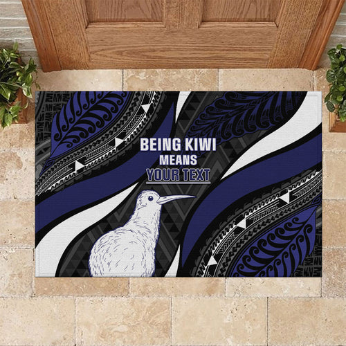 Personalised New Zealand Kiwi Rubber Doormat Silver Fern Tribal Pattern
