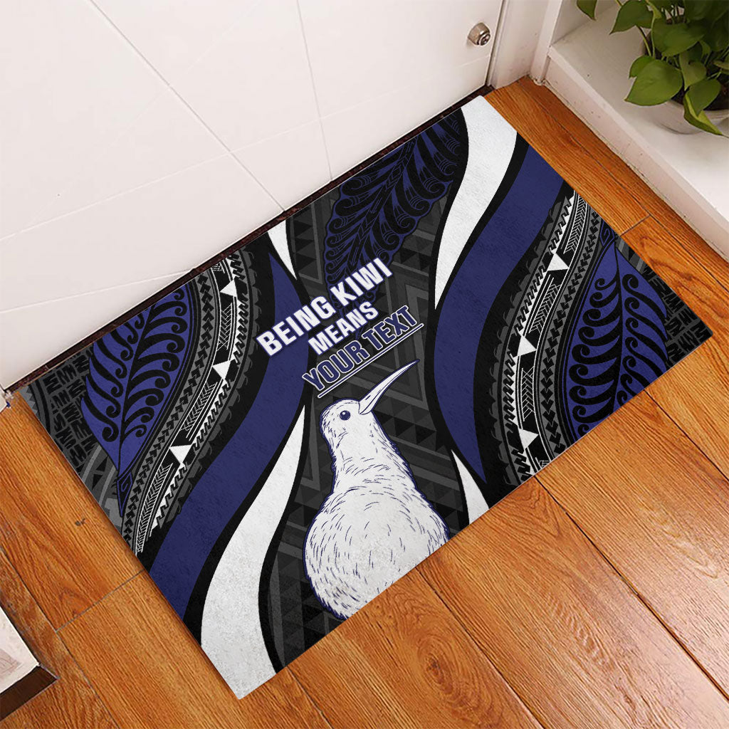 Personalised New Zealand Kiwi Rubber Doormat Silver Fern Tribal Pattern