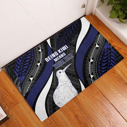 Personalised New Zealand Kiwi Rubber Doormat Silver Fern Tribal Pattern
