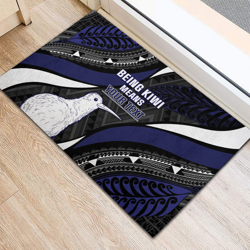 Personalised New Zealand Kiwi Rubber Doormat Silver Fern Tribal Pattern
