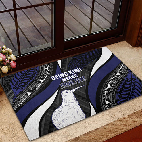 Personalised New Zealand Kiwi Rubber Doormat Silver Fern Tribal Pattern