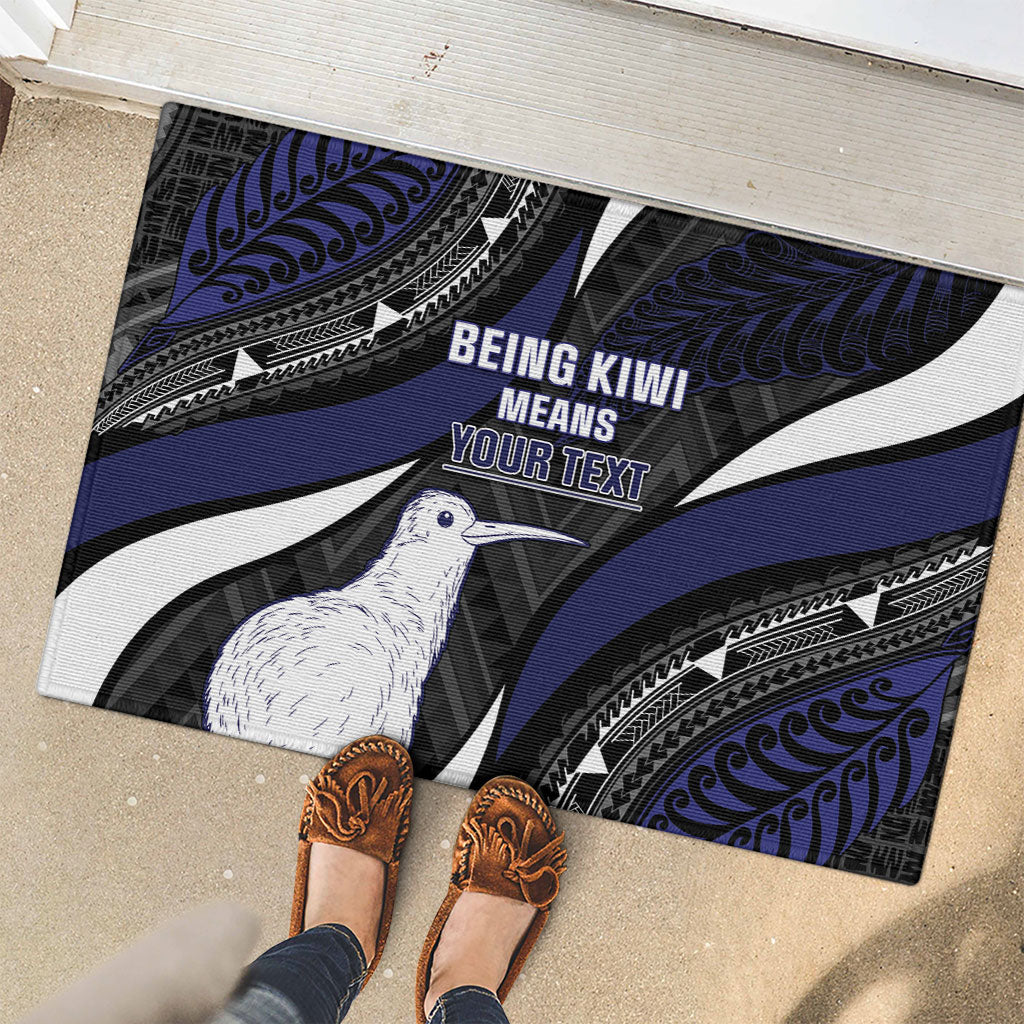 Personalised New Zealand Kiwi Rubber Doormat Silver Fern Tribal Pattern