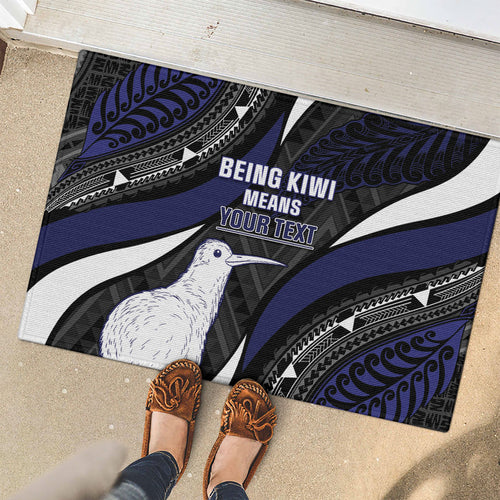 Personalised New Zealand Kiwi Rubber Doormat Silver Fern Tribal Pattern