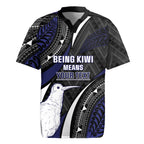 Personalised New Zealand Kiwi Rugby Jersey Silver Fern Tribal Pattern
