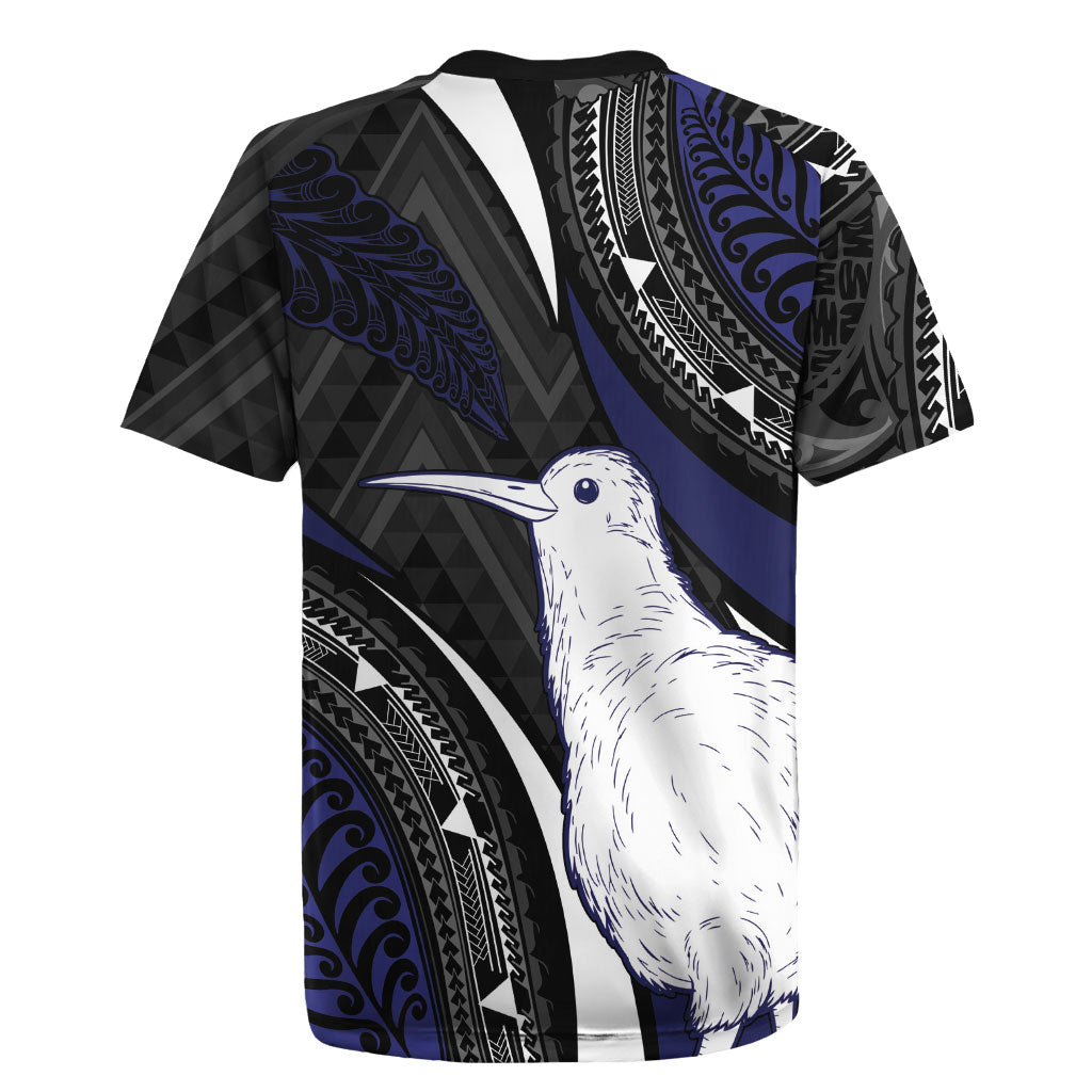 Personalised New Zealand Kiwi Rugby Jersey Silver Fern Tribal Pattern