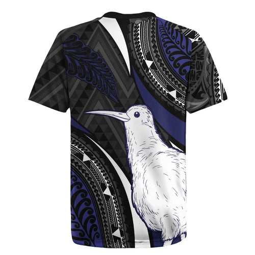 Personalised New Zealand Kiwi Rugby Jersey Silver Fern Tribal Pattern