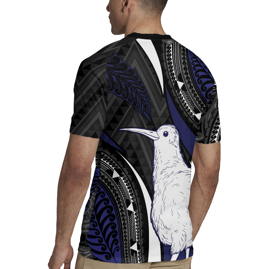 Personalised New Zealand Kiwi Rugby Jersey Silver Fern Tribal Pattern