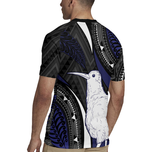 Personalised New Zealand Kiwi Rugby Jersey Silver Fern Tribal Pattern