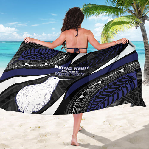 Personalised New Zealand Kiwi Sarong Silver Fern Tribal Pattern