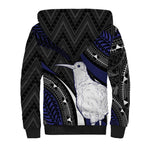 Personalised New Zealand Kiwi Sherpa Hoodie Silver Fern Tribal Pattern