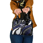 Personalised New Zealand Kiwi Shoulder Handbag Silver Fern Tribal Pattern