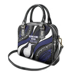 Personalised New Zealand Kiwi Shoulder Handbag Silver Fern Tribal Pattern