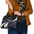 Personalised New Zealand Kiwi Shoulder Handbag Silver Fern Tribal Pattern