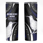Personalised New Zealand Kiwi Skinny Tumbler Silver Fern Tribal Pattern